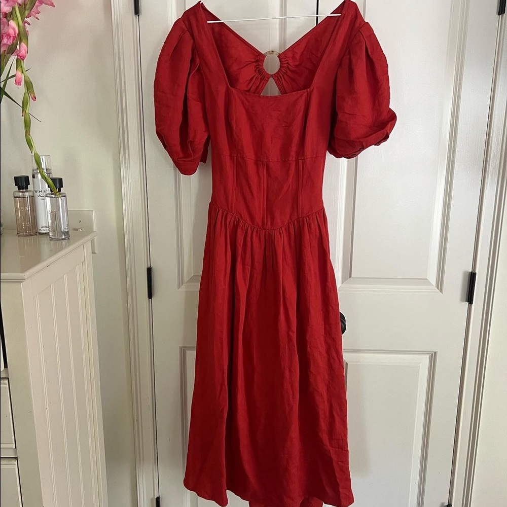 Current Air LA maroon open back maxi dress
